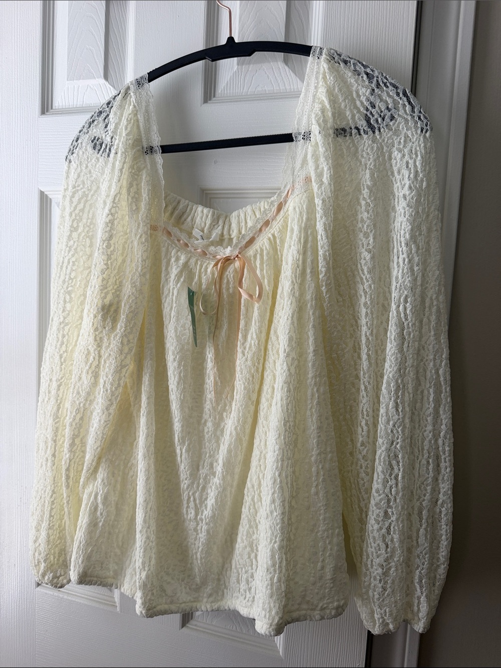 Maurices Ivory Lace Peasant Blouse with Ribbon Tie